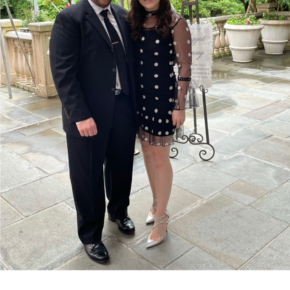 Black and white polka dot long sleeve dress - Picture 1 of 2